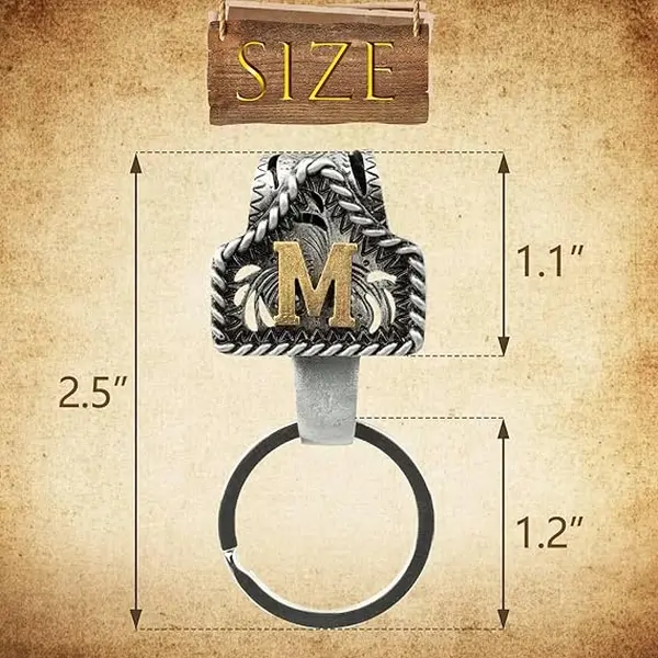 Custom Vintage Western A-Z Initial Bag Charm Keychain Vintage Western Cowboy Letter Keychain,Handmade Metal A-Z Initial Key Chain Clip,Personality key holder for Pocket&Bag