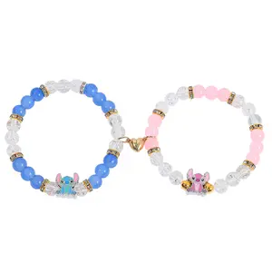 Disney Stitch Magnetic Bracelet Set - Adorable Beaded Design with Stitch Charm for Fans Disney Stitch Magnetic Bracelet Set - Adorable Beaded Design with Stitch Charm for Fans
