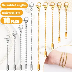 18k Gold Plated Necklace Extenders, Gold Necklaces Bracelet Anklet Extender for Women Jewelry Making, Chain Extenders 3 Piece Set, 2", 4", 6"