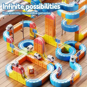 80pcs Magnetic Track Train Set, Abs + Iron Material, DIY Building Blocks, USB Charging, Educational Toy for Kids, Includes Accessories
