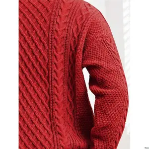sCrewNeckLooseCasualTwistPatternedTexturedLongSleeveKnittedPulloverSweater Men SuitableForCasualOrFormalWear