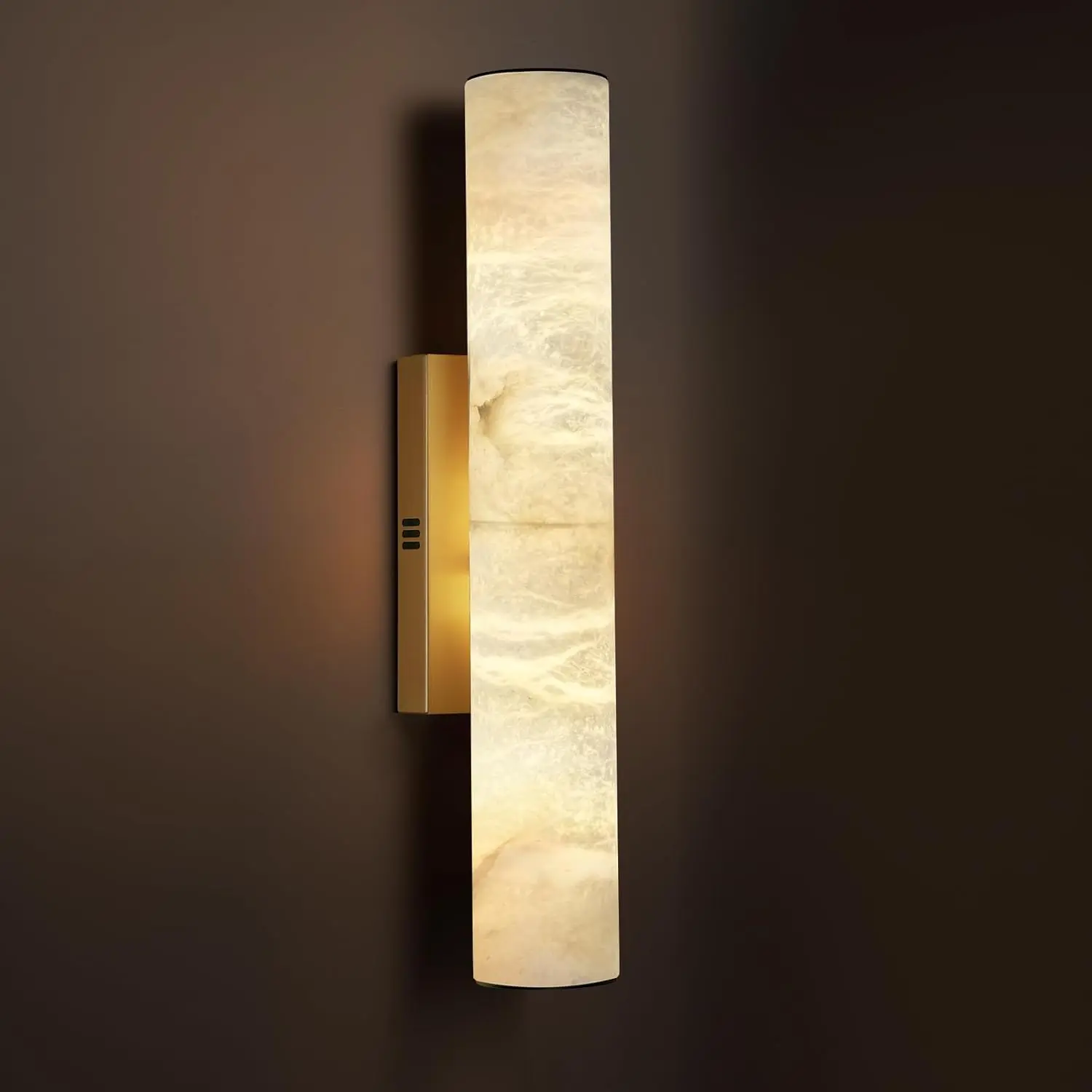 3 in. 2-Light Dimmable LED Alabaster Brass Wall Sconces, Modern Bathroom Sconces, for Living Room,