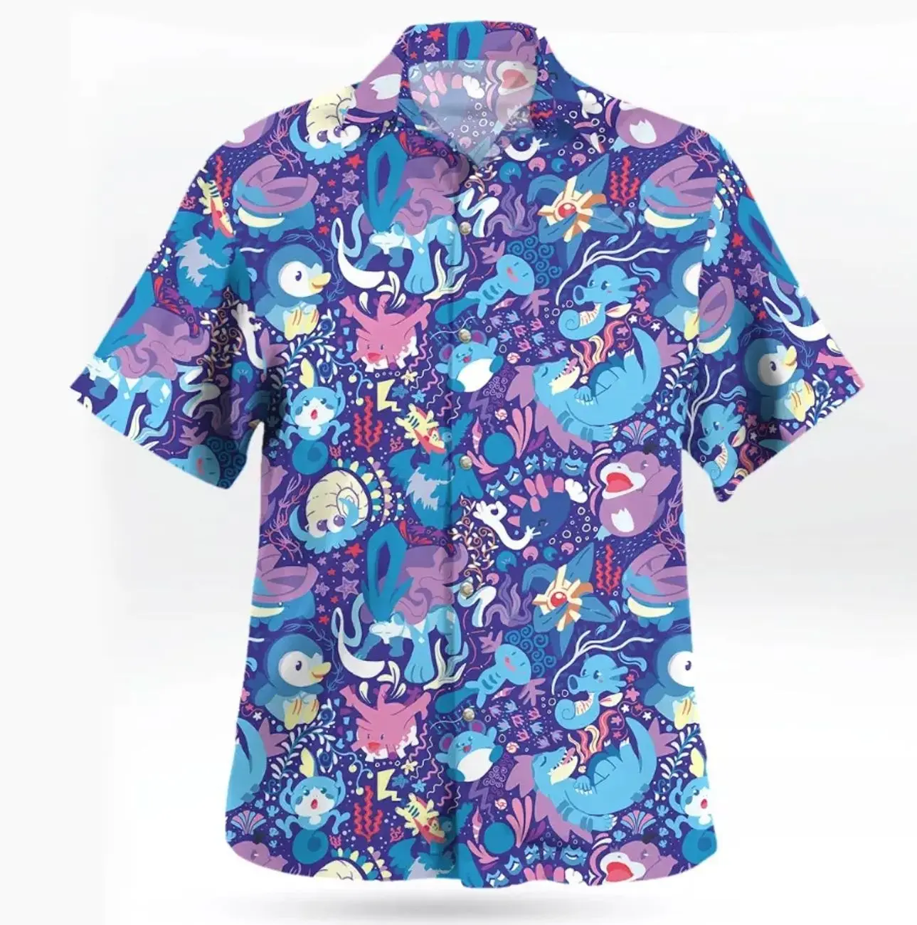 Water-Type Sea Breeze I Dress Like This PKM Hawaiian Shirt Shorts Set, Anime Latias Latios Aloha Suit, Unisex Eon Dragons Aquatic Outfit
