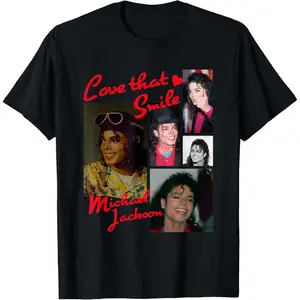 MJ M-Michael Jackson Music Fan Premium Cotton Print Crew Neck T-Shirt Original Design Men'S Top CasualStreetwear for Adults (Men & Women) Fan Gift | Birthday Gift