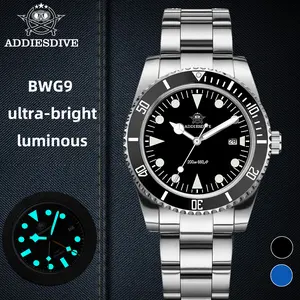 ADDIESDIVE Quartz Dive Watch for Men Business Watches - 39mm Domed Mineral Crystal 200m Waterproof Luminous Stainless Men's Analog Watch Casual Trendy Wristwatch