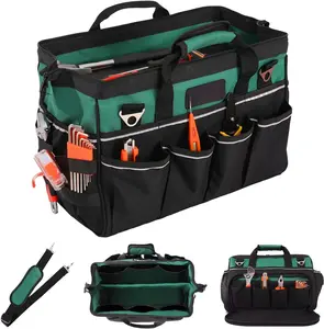 Heavy Duty Tool Bag 17.13 In, 24-Pocket Portable Tool Bag Organizer, Wide Opening & Large Capacity Tool Bags for Men, Applicable to Electrician,HVAC Technicians,Christmas Gifts Men(By )