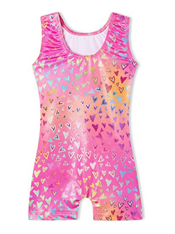 Girls' Sleeveless Print Gymnastics Leotard, Comfortable Soft Breathable Dance Training Bodysuit, All Seasons Performance