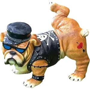 Funny Pirate Bull Dog Garden Statue, Hard Man Peeing Dog Resin Sculpture, Creative Outdoor Yard Decor, Prank Gift, Home Decoration