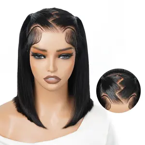 Alipearl Wigs Short Bob Wig Straight Zig Zag Style 13x4 Glueless Lace Front Bob Wig Pre Braided Pre Cut Pre Styled Ready To Go Wig
