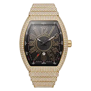 Men's Full Diamond Luxury Watch - Swiss Movement - Rhinestone Embellished - Timeless Classic Design - Flash Sale with Gift Box - Elegant & Durable for Everyday Wear