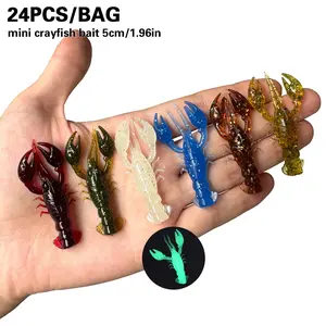 24pcs/bag biomimetic mini crayfish shaped soft bait, 1.96 inches/2.3 grams - crayfish, shrimp and crab bait for freshwater and seawater fishing, suitable for sea bass bait, Lifelike Crayfish Lures