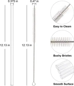 Replacement Straw Compatible with Stanley 40 oz 30 oz Cup Tumbler, 6 Pack Reusable Straw with Cleaning Brush, Plastic, Clear