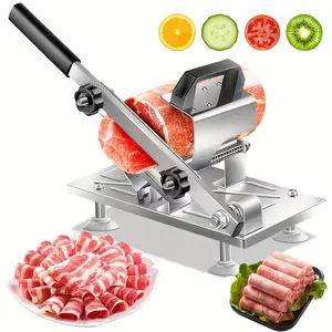 Stainless Steel Meat Slicer, Durable Manual Frozen Meat Slicer with Black Plastic Handle, Adjustable Blade for Uniform Slices, Mutton Rolls, Potatoes And More, Slicing Machine for Home Cooking of Hot Pot