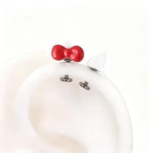 Sanrio Hello Kitty Mini Ear Studs Pair, Stylish Cute Fashion Costume Jewelry Accessory for Everyday Outfits