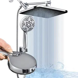 14 inch Rainfall + Handheld Shower Combo | 8 Spray Modes | Power Wash | Full Body Coverage | Adjustable Arm