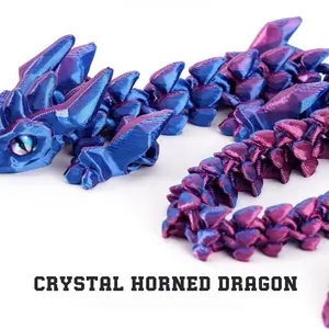 3D Printed Jointed Crystal Dragon Figurine, New Collectible Hand Model Set, Decorative Mythical Creature Ornament