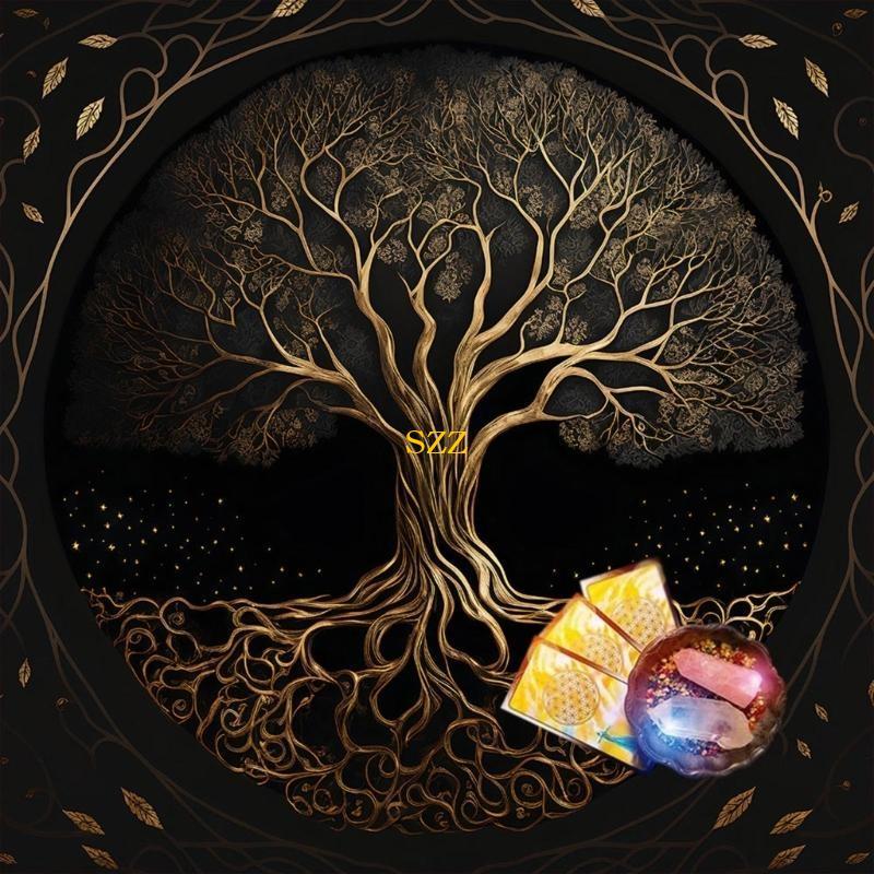 2026 Altar Cloth Life Tree Altar Tapestry Tablecloth Tarot Mat Tarot Card Cloth Witchcraft Tablecloth Linen Table Cover Gift