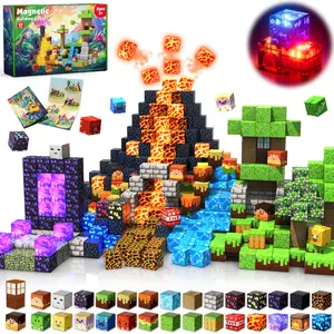 300 PCS Magnetic Blocks with Light, Figures Combo, Magnetic Tiles Toys for Kids Boys Girls, Magnetic Building Cubes, Stacking Magnets, Birthday Gift for Kids Age 3+, Magnetic Construction Set