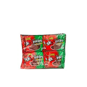 Lucas Salsagheti Sandia Watermelon Flavored Soft Candy Spaghetti Shaped Strips with Spicy Tamarind Sauce Sweet Snack