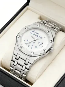 Men's Steel Band Watch, Round Dial Design, Graffiti Number Pattern, Casual Vintage Fashion, High-End Men's Watch, Trendy Gift Recommendation, Quartz Watch