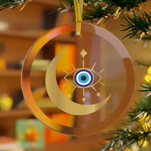 Evil Eye with Crescent Moon Glass Ornament