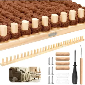 46" Wooden Chunky Blanket Loom Includes, Blanket Loom for Chunky Blanket Yarn, Hand Loom for Beginner, No Needles or Tools Required