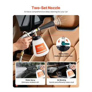 Summervibes VEVOR Car Cleaning Gun, 6 - 9.2 Bar High - Pressure Air Blow Gun with 2 Set Nozzles 1L Liquid Bottle, Vortex Cleaning Gun, Quickly Blasts Dirt and Dust from Surface, Work with 1/4 NPT Air CompressorVEVOR Super Brand Day