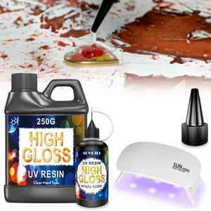 UV Resin Kit for Crafts 250 g Fast Curing Crystal Clear Resin with UV Light and 16 Accessories for DIY Jewelry Making and Art Projects