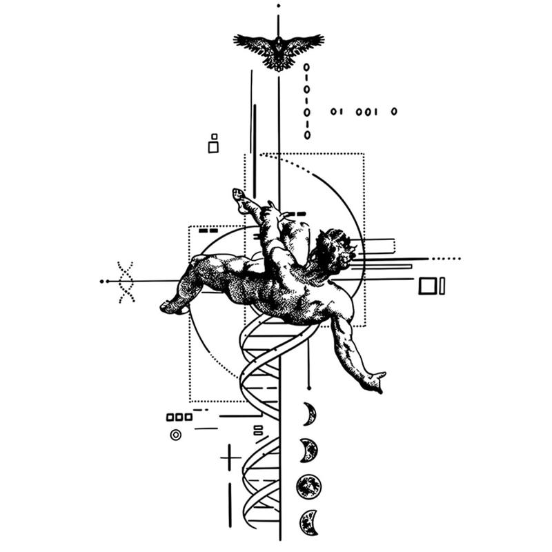 Tattoo Tech,2 Sheets Extra-Large Semi Permanent Tattoo, Adult Art Design Temporary Tattoos, Lasts 1-2 Weeks, Waterproof, Realistic look, No Adhesive, No reflection (Descending Angel Design?