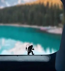 Tiny Fishing Bigfoot Vinyl Decal: Sasquatch Hidden Car Sticker