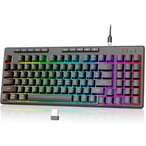 Wireless Gaming Keyboard, RGB Backlit, Tri-Mode BT/2.4GHz/USB-C, Mechanical Feel 94 Keys Computer Keyboard with 4 Macro Keys, Number Pad