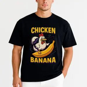 Chicken Banana Meme Tee – Bold Cartoon Print in Heavy Cotton Vintage Fit for Viral NYAF Trending Outfit