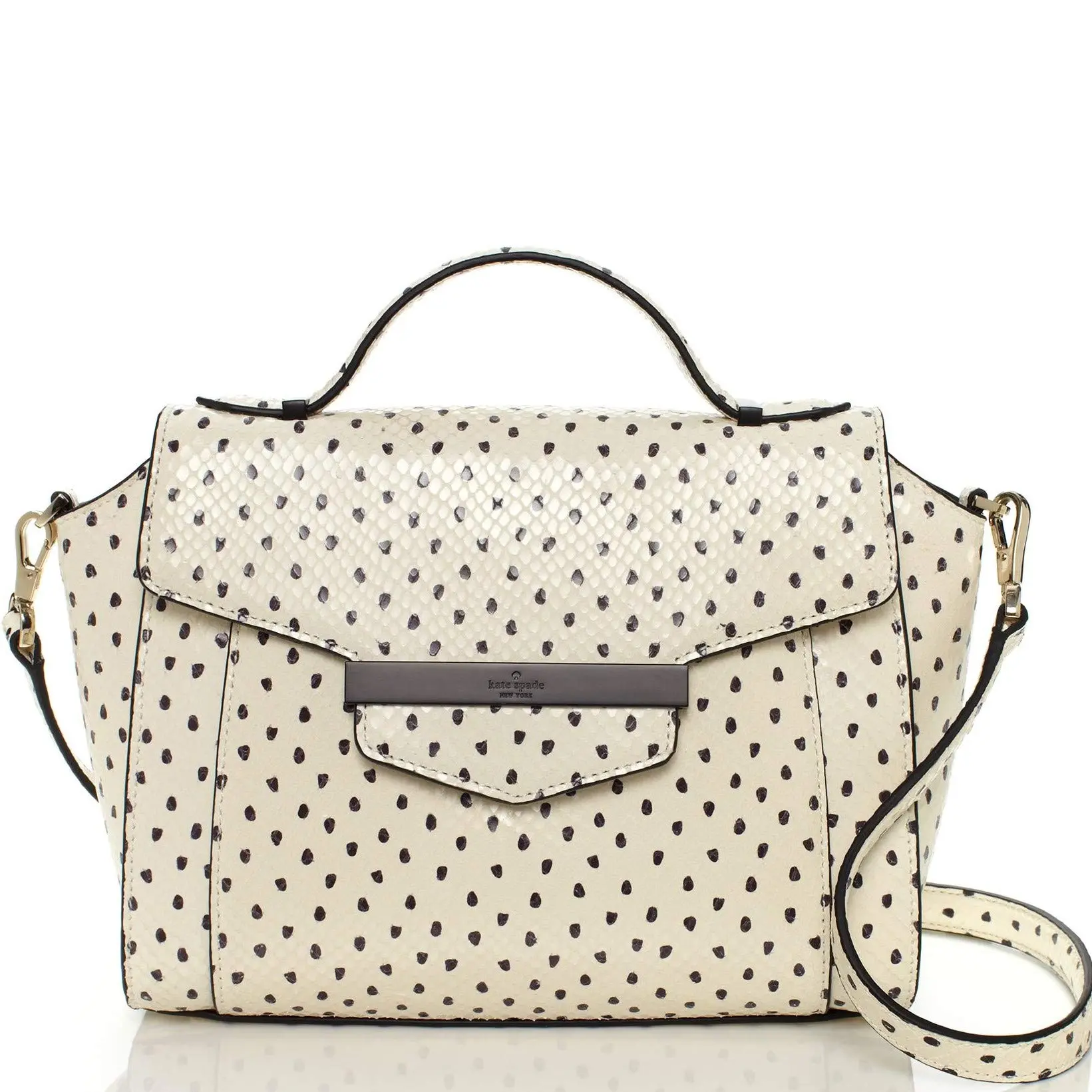 Kate Spade Marra Top Handle Satchel for Women, Structured Handbag in White Snake Pattern Leather with a Secure Push-Lock, Secure Lock