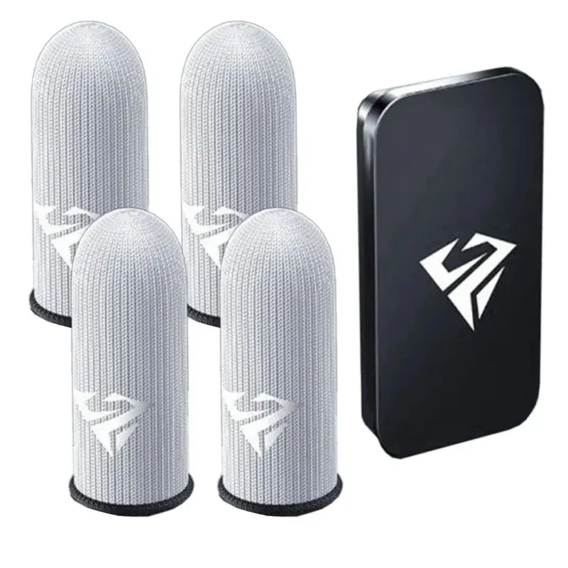 2 Pairs Gamer Finger Sleeves with Storage Box Sweatproof Gamer Finger Covers Touch Screen Fingertips Sleeve For Mobile Game Gaming Peripherals Gaming Accessories Gaming Stuff