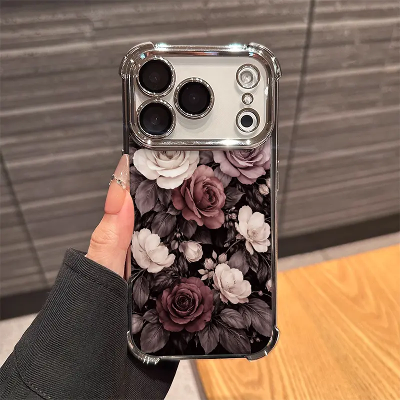 Luxury Flower Phone Case TPU for iPhone17AIR 17PRO 16PRO 15PRO MAX  14 PLUS 13PRO 12 11PRO XS MAX X XR Samsung Galaxy S25 Ultra S24 S23 S22 Plus