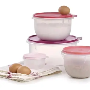 4pc Mixing Storage bowl set. clear bowls with lids