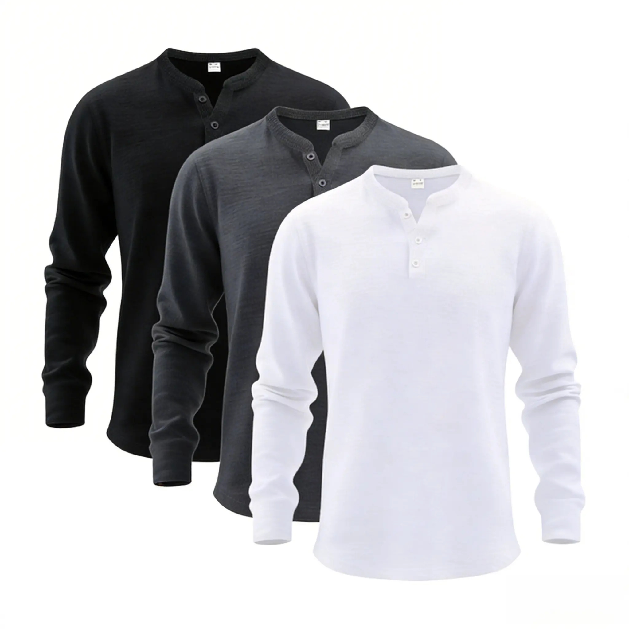 Men’s Henley Neck Soft Fleece Slim Fit Long Sleeve Half-Button Front Graphic T Shirt - Athletic Tops, Casual Breathable Sportswear, Casual Comfy Sporty Men's T Shirts for Gym Workouts & Outdoor Activities summerwins,summerwins,father'sdaygifts