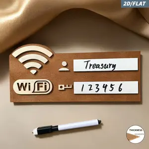 2D Flat Printing Retro Wooden WiFi Password Sign, Wall-Mounted Wireless Network Indicator, Vintage Style Home Decor Accessory