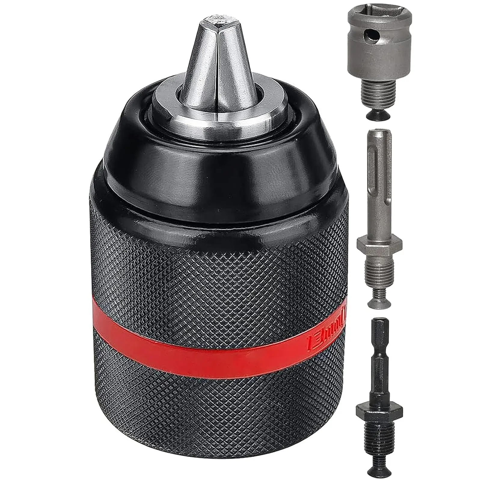 Keyless Metal Drill Chuck Set 4-piece Set, 2-13mm Thread Hexagonal Square Shank Impact Screwdriver Chuck, Quick-change Multi-function Electric Drill Adapter, Efficient Power Tool Conversion Head, Drill Attachments