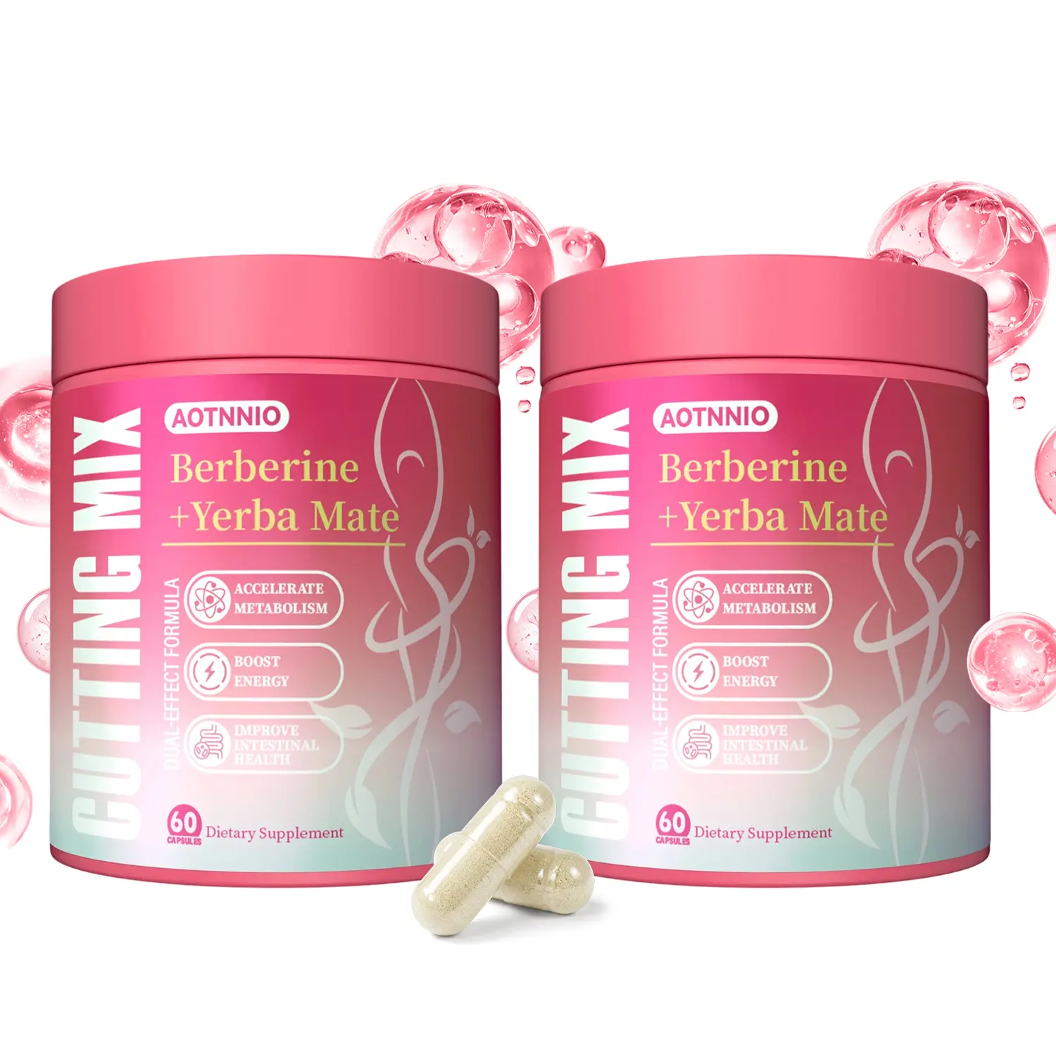 Blended Vitamins & Minerals Cut Capsules - 60 Servings with Berberine, 5-HTP, Chromium, Yerba Mate, Magnesium for Health Support