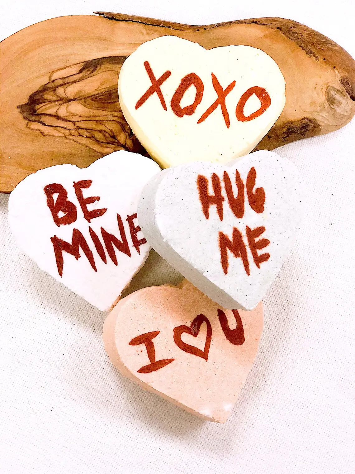 Organic bath bomb / Valentine's Day / conversation hearts / conversation heart bath bombs / organic bath fizzy / organic bath fizzie