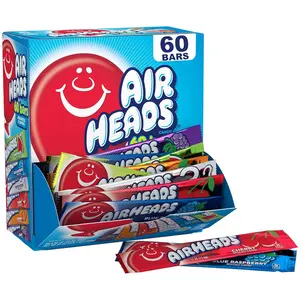 Airheads Candy Bars, Variety Bulk Box, Chewy Full Size Fruit Taffy, Gifts, Holiday, Parties, Concessions, Pantry, Non Melting, Party, 60 Individually Wrapped Full Size Bars Snack Bonbon Sweet