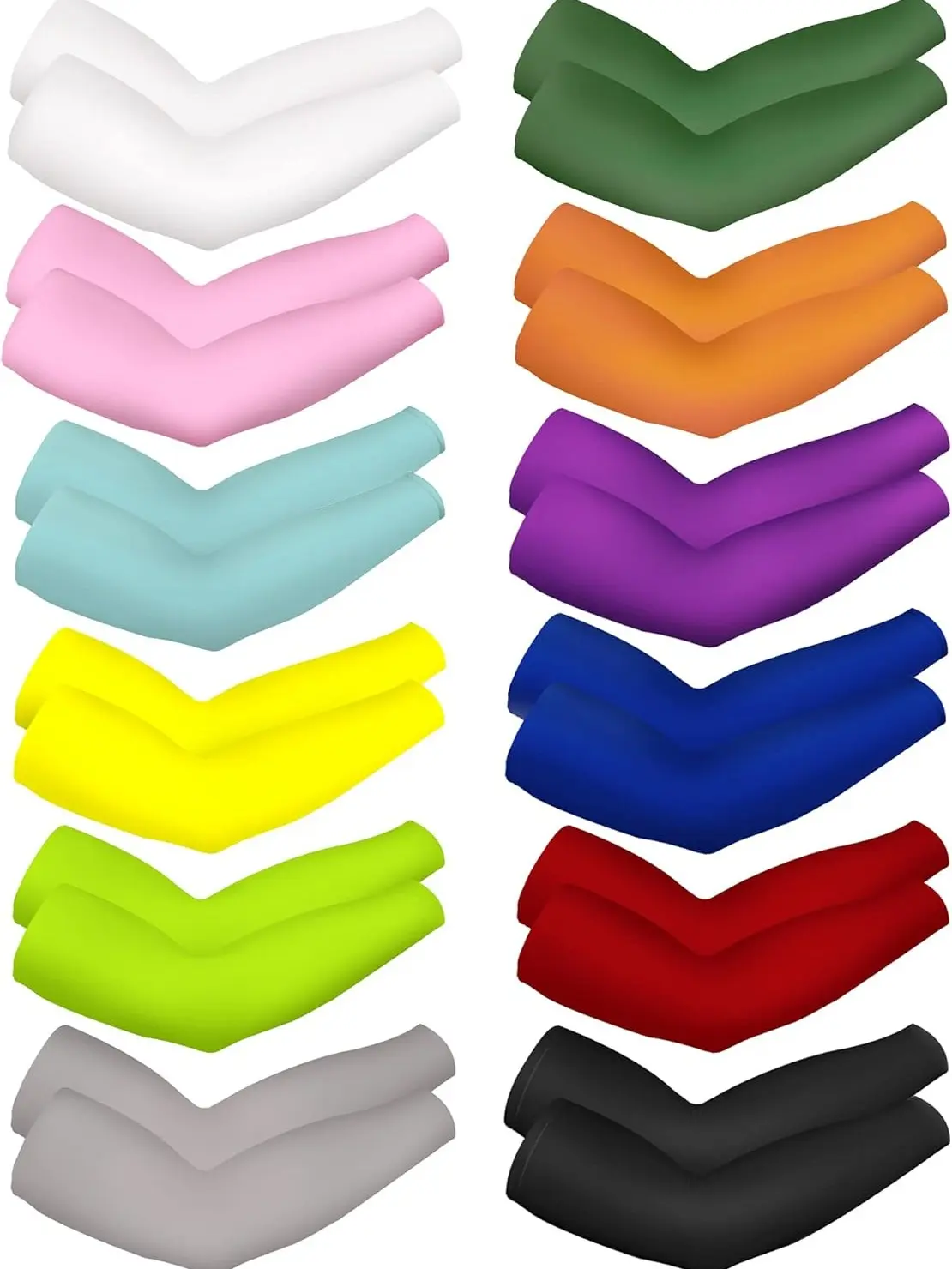 12 Pairs Unisex UV Protection Sleeves Long Arm Cooling Cover Sleeves in Assorted Colors for Men Women