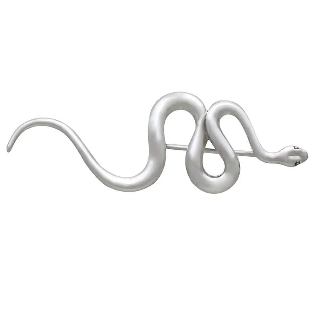 Sterling Silver Snake Brooch 17x50mm - 1Pc/pack