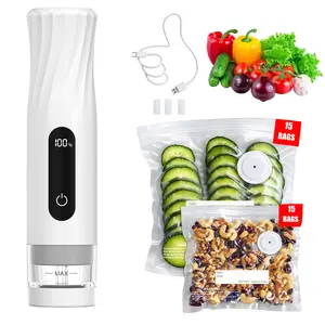ALLHOPE Compact Vacuum Sealer for Food Storage Portable Handheld Sealer 80kPa Suction 1800mAh Battery 30 Reusable Bags Preserve 5X Freshness Easy Operation