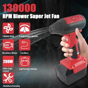 Mini Jet Dry Blower Turbo Fan For Milwaukee 18V For M18 Battery, 130000RPM Adjustable Wind Speed Cordless Portable Handheld Blowers For Car, Leaf Blower, Cleaning, Camping (Battery Not Included)