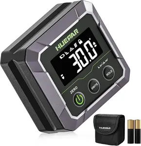 Huepar Professional Digital Angle Finder Strong Magnetic Bottom, ±0.1° Accuracy Precision Inclinometer with Calibration Digital Angle Gauge, 0-90 or 0-180 Angles, VA LCD Display, 360° Flip Screen