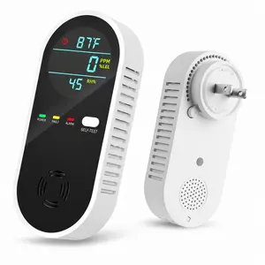 Portable Air Quality Detector & Plug-In Monitor with Digital Display, Temperature & Humidity Reading, Air Status Reminder, LED Indicator Lights, Test/Hush Button for Home, Kitchen, Bedroom, Basement, RV