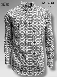 Lamasini CAMISA MT4061 WESTERN VAQUERA MALGA LARGA LAM-3039 BEIGE Long Sleeve Western Shirt with Geometric Pattern
