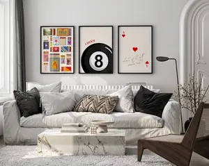 Vintage Matchbox Print Trendy Ace of Hearts Print Set Of 3 Lucky You Poster Retro Matchbook Art Vintage Pool Ball Funky Red Aesthetic Print